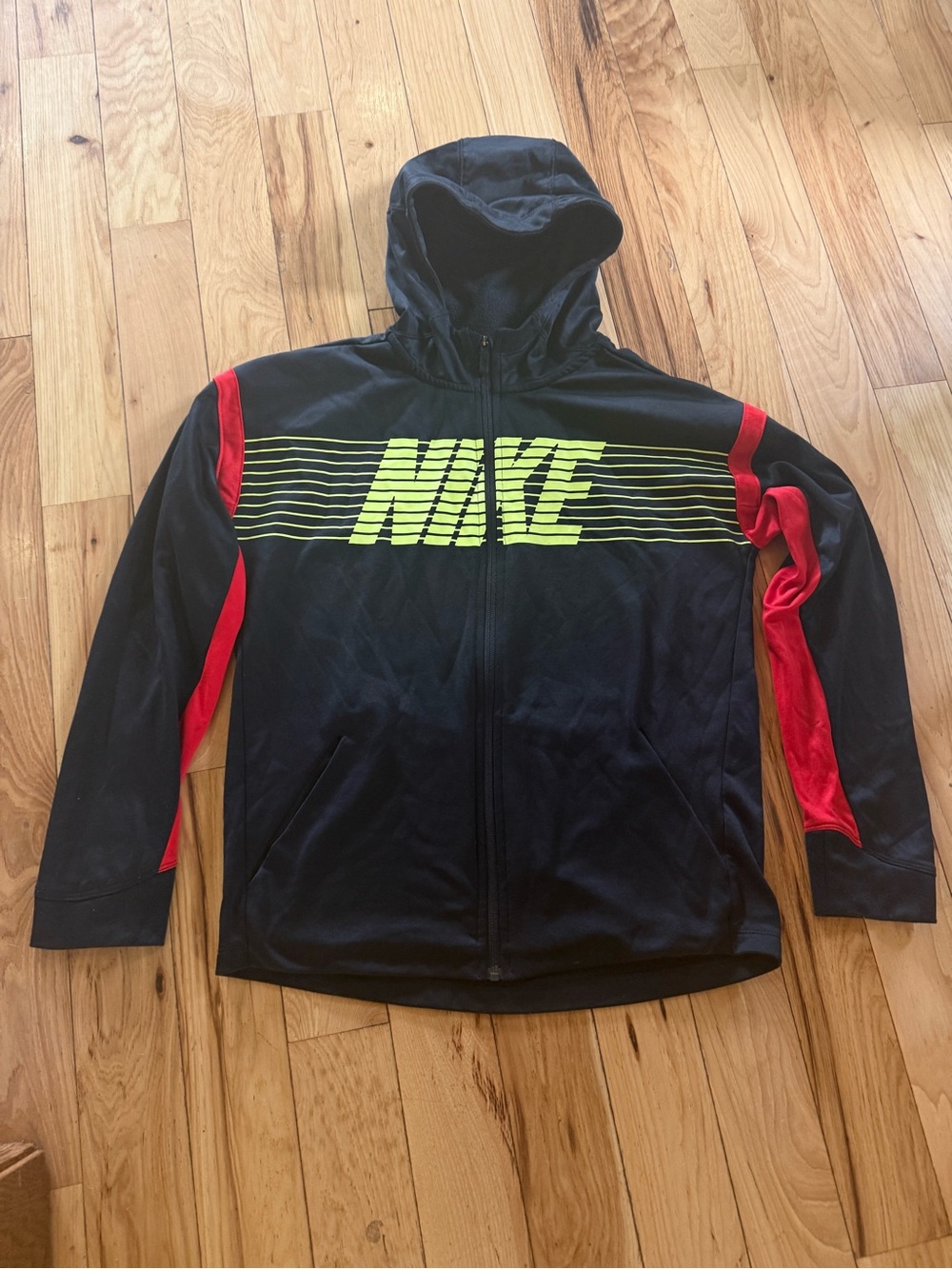 Nike Dri-FIT zip hoodie big kids XL black red athletic jacket